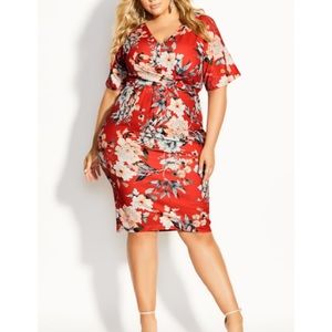 City Chic Knot Seduction Floral Dress 24W(XXL)